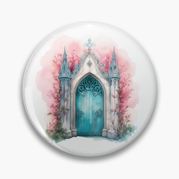 Item preview, Turquoise Gothic Door with Pink Background designed and sold by New-School-Wave.