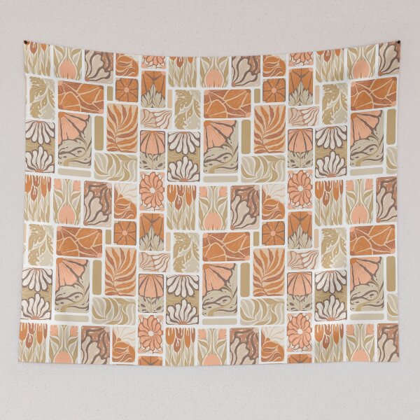 Item preview, Abstract vintage flowers, leaves and branches pattern designed and sold by DarianaArt.