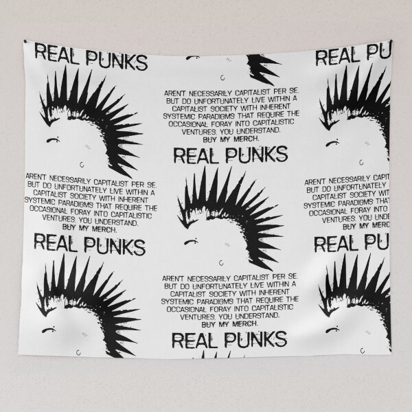 Item preview, Real Punks Aren't Necessarily Capitalist Per Se in Black Text designed and sold by WordWind.