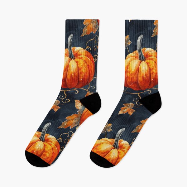 Item preview, Pumpkin Patch Fall Autumn artwork on navy background designed and sold by NikkofTime.