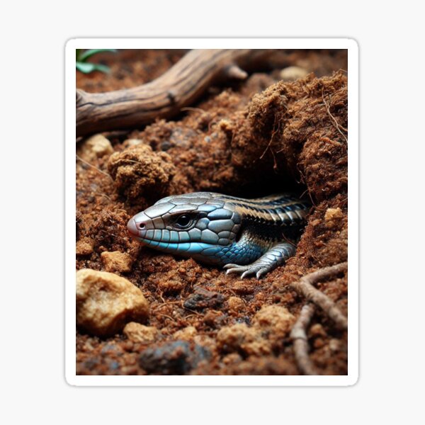 Item preview, Blue-Tongue Skink Burrowed in Dirt designed and sold by NocturnalNook.