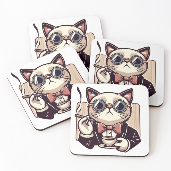 Item preview, Gentleman Cat with a cup of Coffee designed and sold by Azrora.