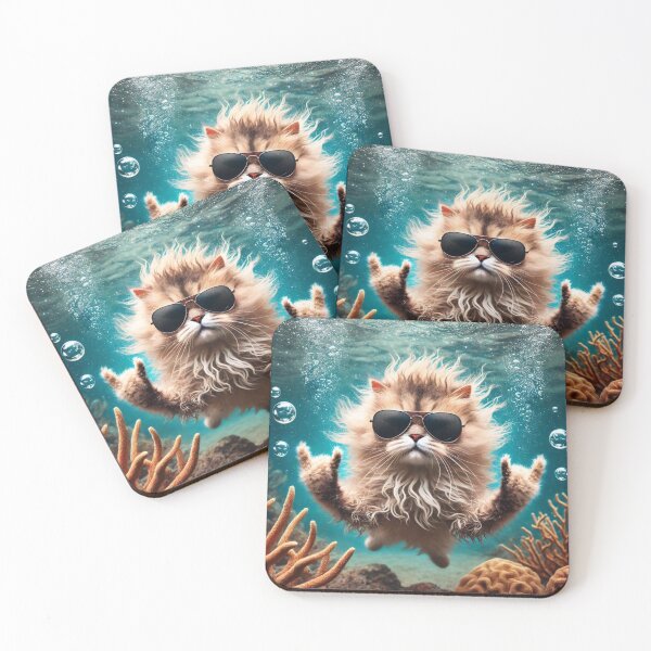 Item preview, Frizzy Cat Rocking Underwater designed and sold by All4ROCK.
