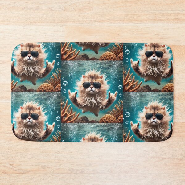 Item preview, Frizzy Cat Rocking Underwater designed and sold by All4ROCK.