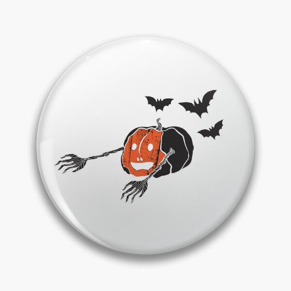 Item preview, Halloween pumpkin running away from bats. Grunge art. designed and sold by IRYNI.