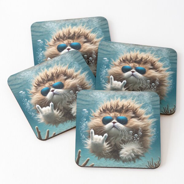 Item preview, Even More Frizzy Cat Rocking Underwater designed and sold by All4ROCK.