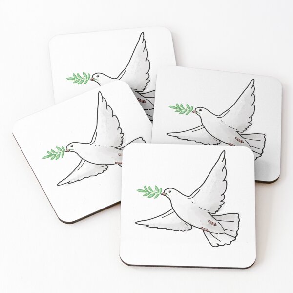 Item preview, Green straw in the beak of a white dove designed and sold by Lov Verman.