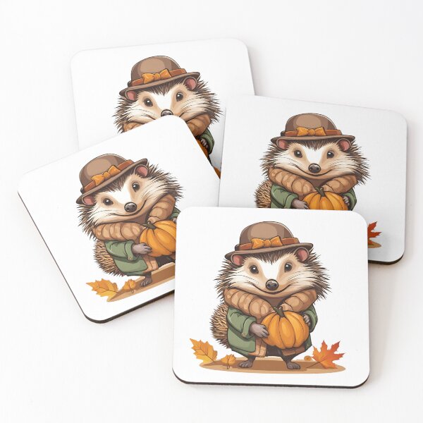 Item preview, Hedgehog in a Hat and Jacket with a Pumpkin, funny, gifts, Autumn, hedgehog,  Pumpkin, hat,  designed and sold by Ewelina  Niemiec.