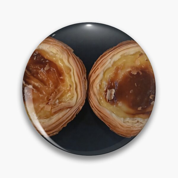 Item preview, Two baked egg tarts with a dark background designed and sold by dabingboshi.