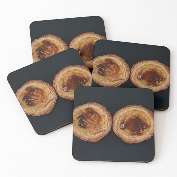 Item preview, Two baked egg tarts with a dark background designed and sold by dabingboshi.