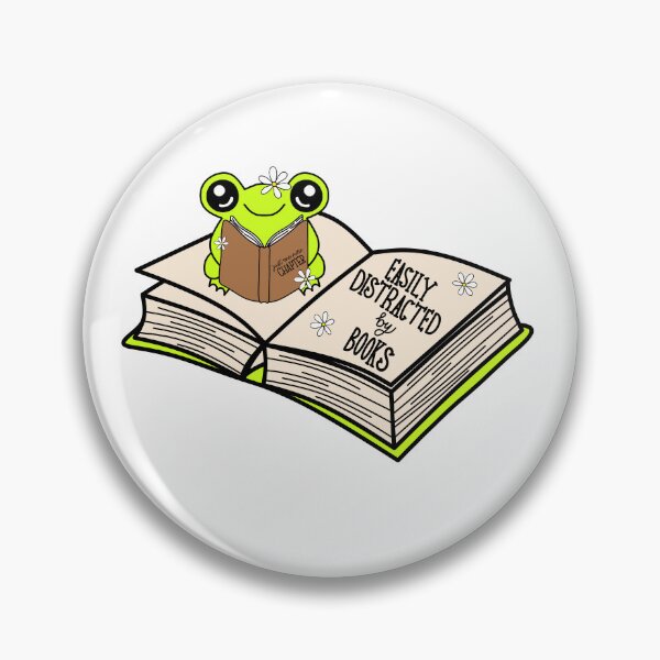 Item preview, Frog Reading "Easily Distracted by Books" - Green designed and sold by MrsCreative1.