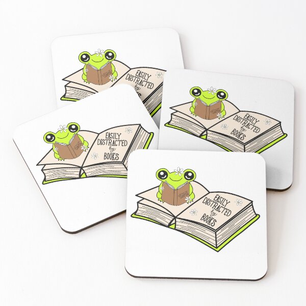Item preview, Frog Reading "Easily Distracted by Books" - Green designed and sold by MrsCreative1.