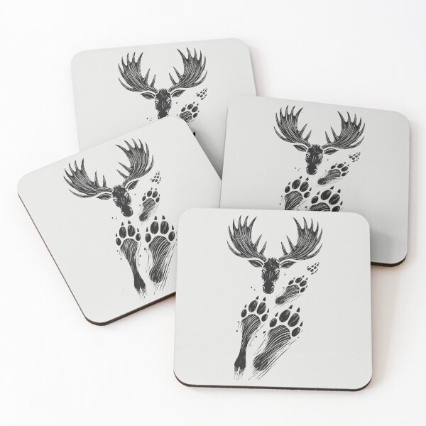 Item preview, Black and White Moose Tracks and Head designed and sold by Blink Art Studio.