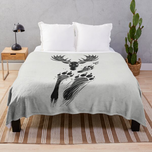 Item preview, Black and White Moose Tracks and Head designed and sold by Blink Art Studio.