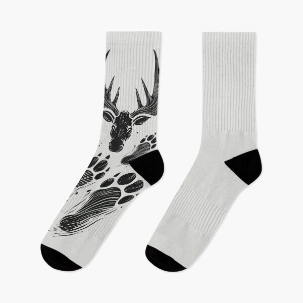 Item preview, Black and White Moose Tracks and Head designed and sold by Blink Art Studio.
