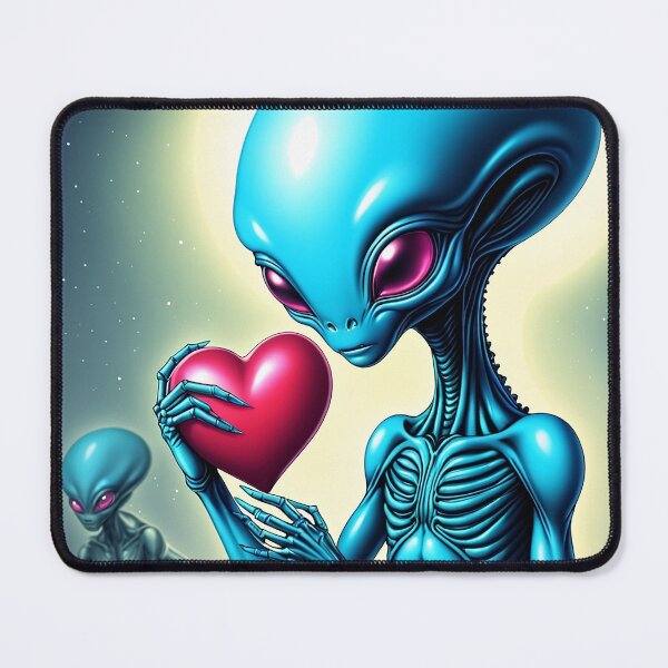 Item preview, Red Eyed Alien looking at red heart designed and sold by Juana-.