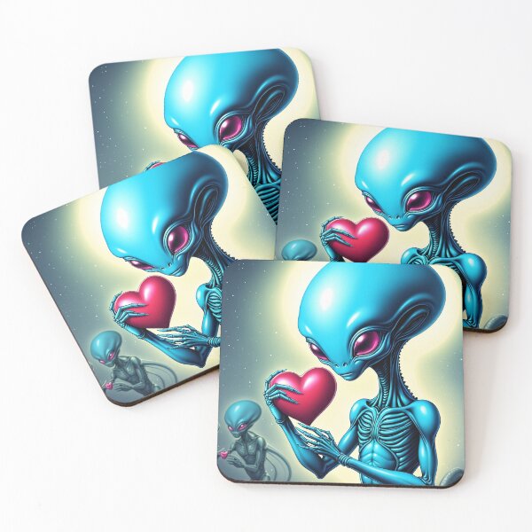Item preview, Red Eyed Alien looking at  red heart  designed and sold by Juana-.