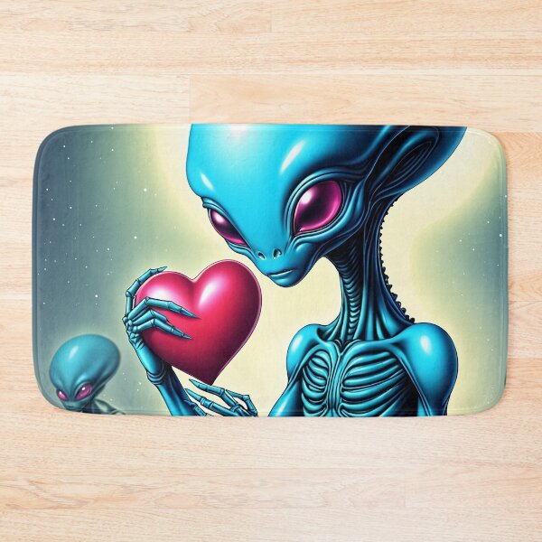 Item preview, Red Eyed Alien looking at  red heart  designed and sold by Juana-.