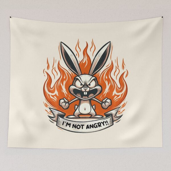 Item preview, I'm Not Angry Bunny - Fiery Cartoon Rabbit designed and sold by Dream-Fab.