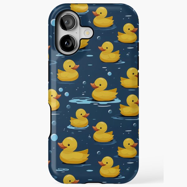 IPhone 13 Rubber Duckie Case - Cute Yellow Duck Pattern Protective Phone Cover