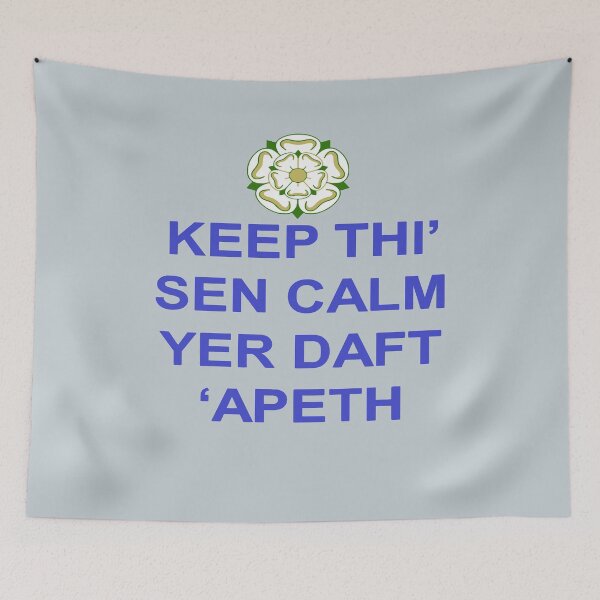 Item preview, Keep Thi Sen Calm Yer Daft Apeth Blue Text designed and sold by taiche.