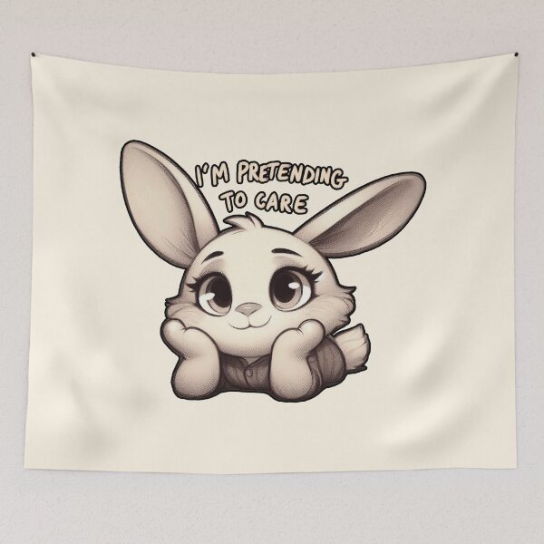 Item preview, I'm Pretending to Care Bunny - Cute Sarcastic Design designed and sold by Dream-Fab.