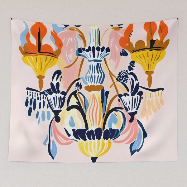 Item preview, The Chandelier, Lights Lamps Decor Interiors, Back to School Eclectic Bohemian, Vintage Illustration Pastel Painting Art Print designed and sold by 83oranges.com.