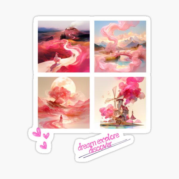 Dream Explore Discover - Pink Autumn Landscapes Sticker