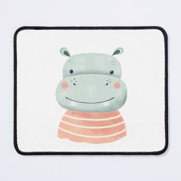 Item preview, Smiling hippo in a striped shirt, pastel illustration." designed and sold by AlinaMalina24.