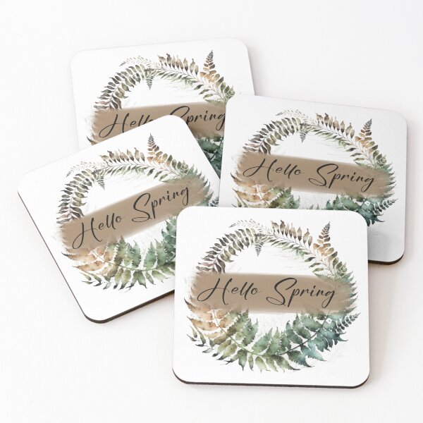 Item preview, Hello Spring Fern Wreath - leafy fern watercolour wreath for Springtime Decor designed and sold by Chestnut Falls Studio.