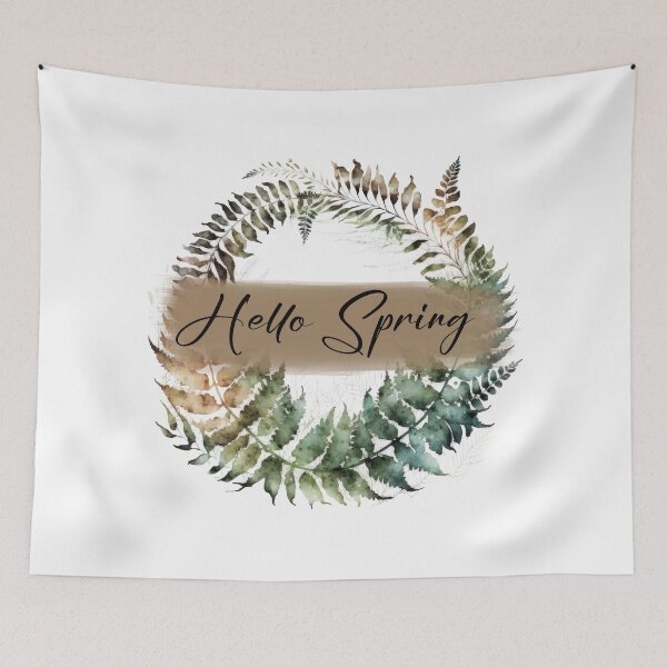 Item preview, Hello Spring Fern Wreath - leafy fern watercolour wreath for Springtime Decor designed and sold by Chestnut Falls Studio.