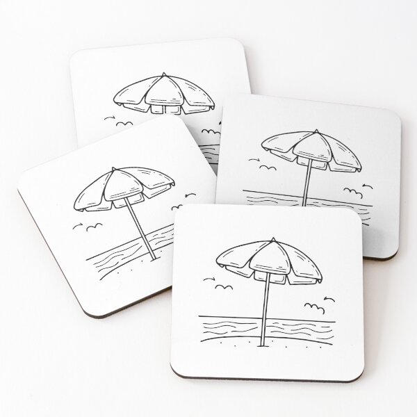 Item preview, Simple drawing of an umbrella near the water beach designed and sold by rasagamastore.
