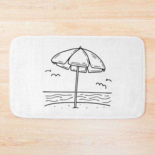 Item preview, Simple drawing of an umbrella near the water beach designed and sold by rasagamastore.