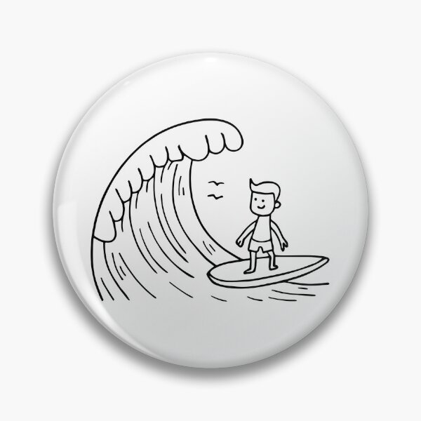 Item preview, Simple drawing of waves with surfing man designed and sold by rasagamastore.