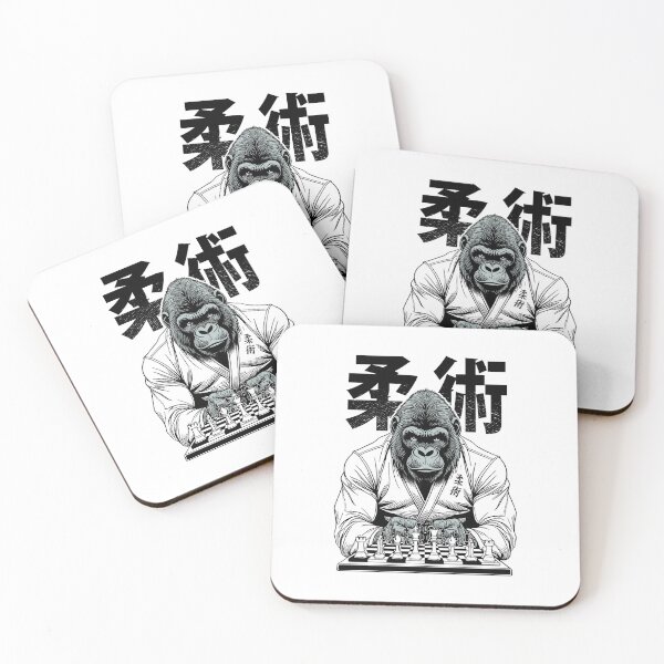 Item preview, Gorilla Jiu Jitsu Ju Jutsu MMA BJJ Grappling Chess Kanji Ape designed and sold by GrandeDuc.
