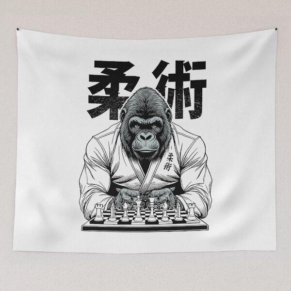 Item preview, Gorilla Jiu Jitsu Ju Jutsu MMA BJJ Grappling Chess Kanji Ape designed and sold by GrandeDuc.