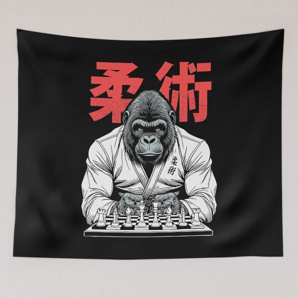 Item preview, Gorilla Jiu Jitsu Ju Jutsu MMA BJJ Grappling Chess Kanji Ape designed and sold by GrandeDuc.