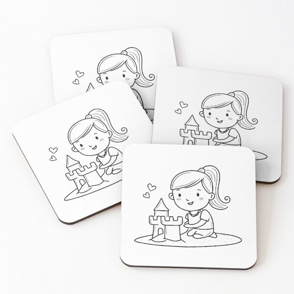 Item preview, Simple drawing of a girl building a sandcastle designed and sold by rasagamastore.
