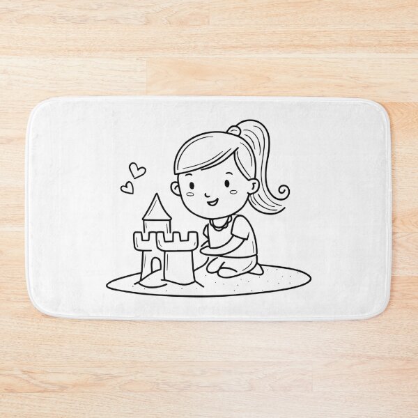 Item preview, Simple drawing of a girl building a sandcastle designed and sold by rasagamastore.