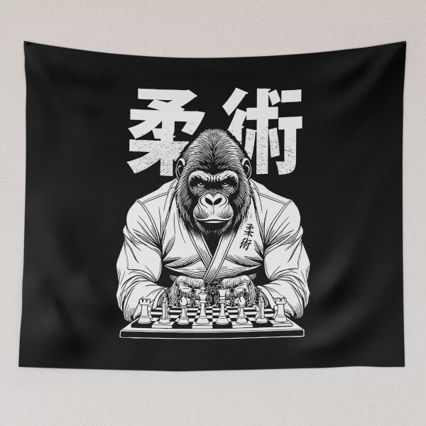 Item preview, Gorilla Jiu Jitsu Ju Jutsu MMA BJJ Grappling Chess Kanji Ape designed and sold by GrandeDuc.
