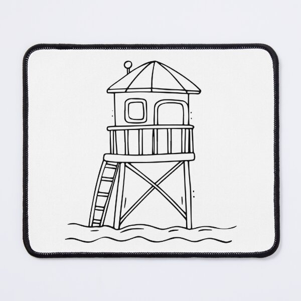 Item preview, Simple drawing of a lifeguard stand with stair designed and sold by rasagamastore.