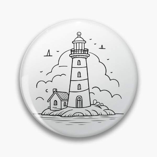 Item preview, Simple drawing of a lighthouse on the shore designed and sold by rasagamastore.