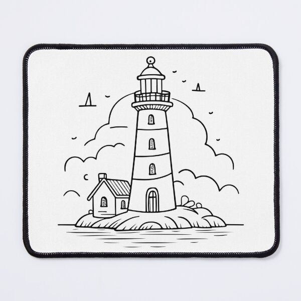 Item preview, Simple drawing of a lighthouse on the shore designed and sold by rasagamastore.