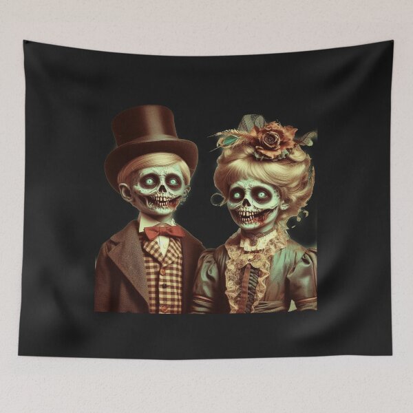 Item preview, Eerie skeleton child with flowers, butterflies, and haunting stare. designed and sold by freackly.