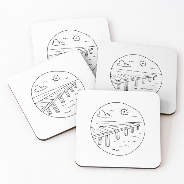 Item preview, Simple drawing of a pier extending into the sea designed and sold by rasagamastore.
