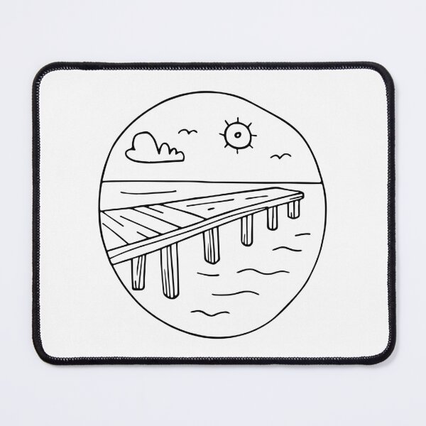 Item preview, Simple drawing of a pier extending into the sea designed and sold by rasagamastore.