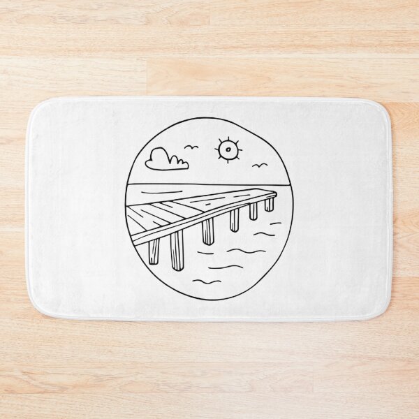 Item preview, Simple drawing of a pier extending into the sea designed and sold by rasagamastore.