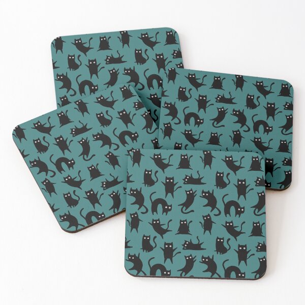 Item preview, Crazy black cats - teal designed and sold by InkishDelight.