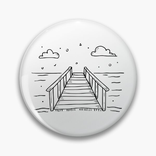 Item preview, Drawing of a pier extending into the sea designed and sold by rasagamastore.