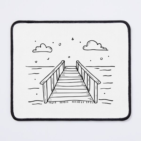 Item preview, Drawing of a pier extending into the sea designed and sold by rasagamastore.